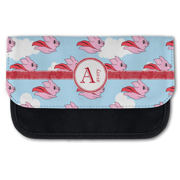 Custom Flying Pigs Canvas Pencil Case w/ Name and Initial