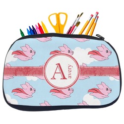 Flying Pigs Neoprene Pencil Case - Medium w/ Name and Initial