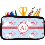 Flying Pigs Neoprene Pencil Case - Small w/ Name and Initial