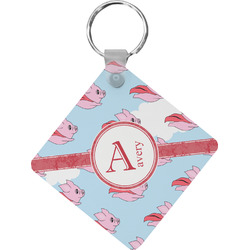 Flying Pigs Diamond Plastic Keychain w/ Name and Initial