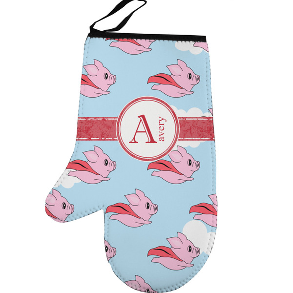 Custom Flying Pigs Left Oven Mitt (Personalized)