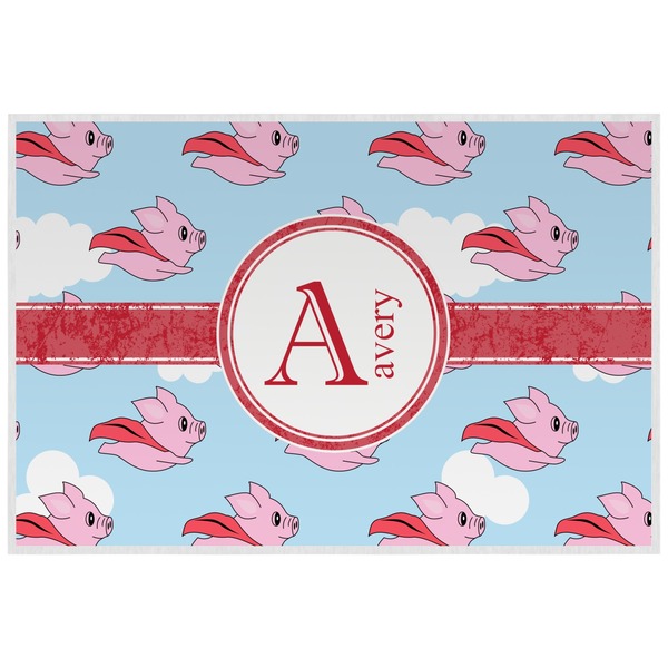 Custom Flying Pigs Laminated Placemat w/ Name and Initial