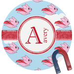Flying Pigs Round Fridge Magnet (Personalized)