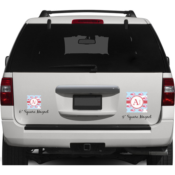 Flying Pigs Personalized Square Car Magnets on Ford Explorer