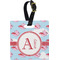 Flying Pigs Plastic Luggage Tag - Square w/ Name and Initial