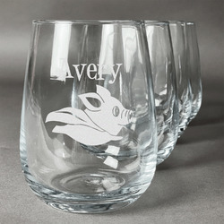 Flying Pigs Stemless Wine Glasses (Set of 4) (Personalized)