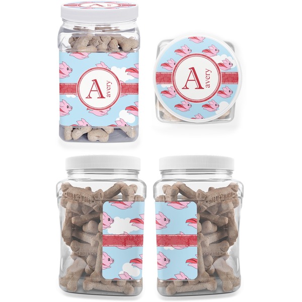 Flying Pigs Pet Treat Jar - Multiple Angles