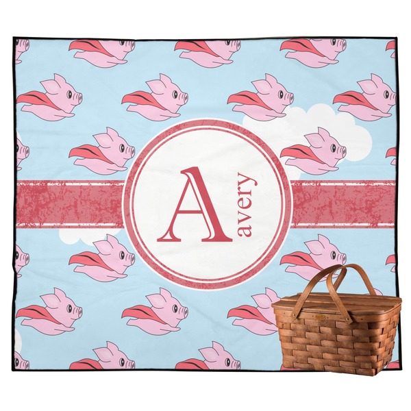 Custom Flying Pigs Outdoor Picnic Blanket (Personalized)