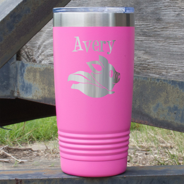 Custom Flying Pigs 20 oz Stainless Steel Tumbler - Pink - Single Sided (Personalized)