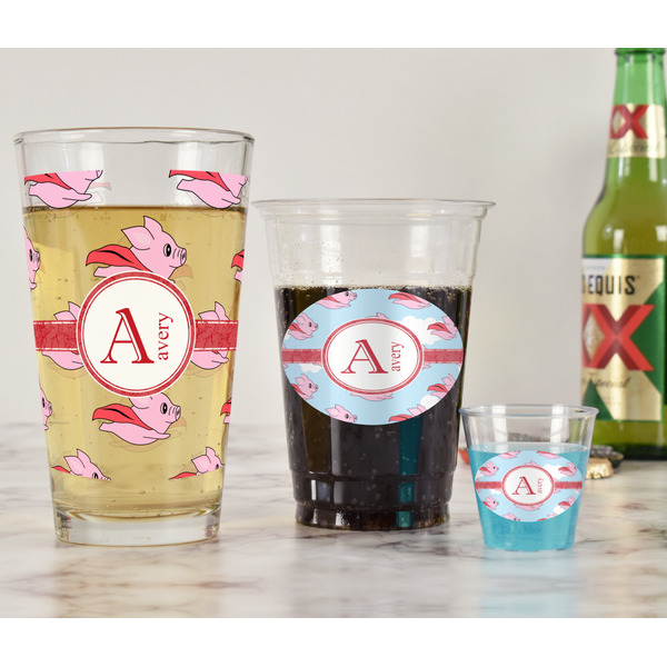 Flying Pigs Pint Glass - Full Fill w Transparency - In Context