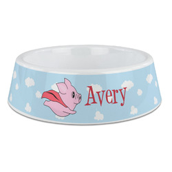 Flying Pigs Plastic Dog Bowl - Large (Personalized)