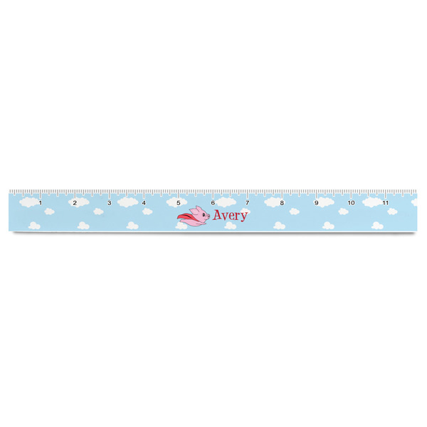 Flying Pigs Plastic Ruler - 12" - FRONT