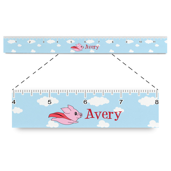 Custom Flying Pigs Plastic Ruler - 12" (Personalized)