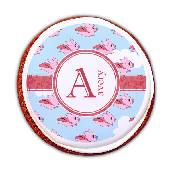 Flying Pigs Printed Icing Circle - Medium - On Cookie