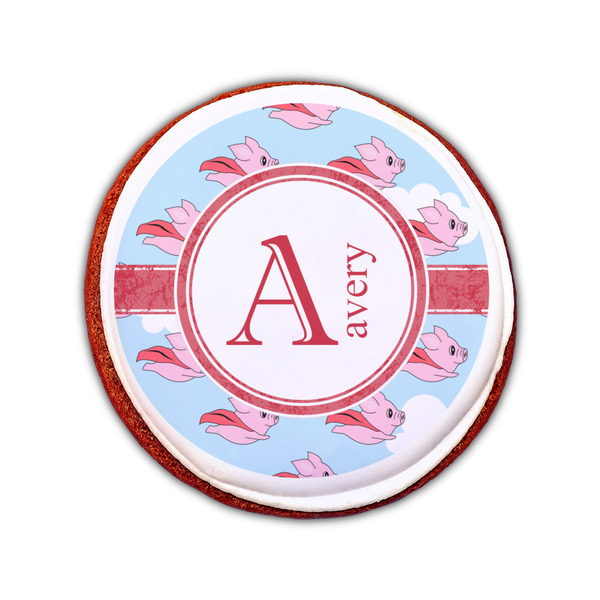 Flying Pigs Printed Icing Circle - Small - On Cookie