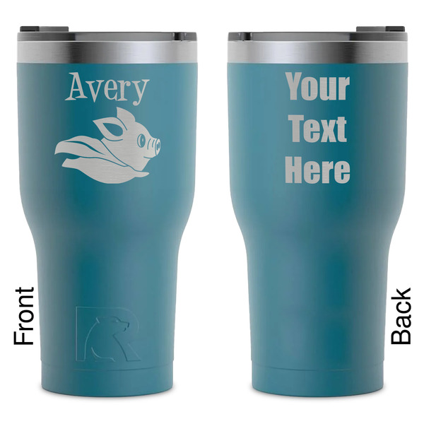 Custom Flying Pigs RTIC Tumbler - Dark Teal - Laser Engraved - Double-Sided (Personalized)