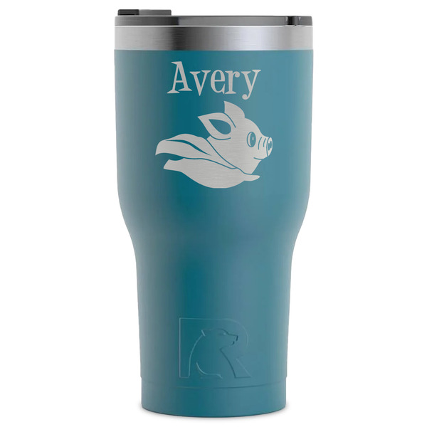 Custom Flying Pigs RTIC Tumbler - Dark Teal - Laser Engraved - Single-Sided (Personalized)