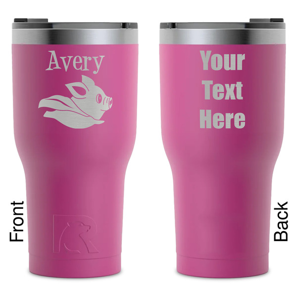 Custom Flying Pigs RTIC Tumbler - Magenta - Laser Engraved - Double-Sided (Personalized)