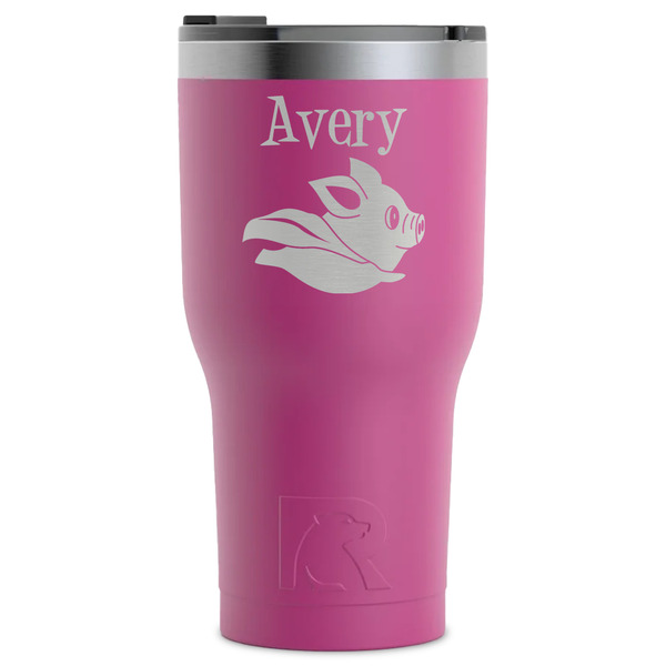 Custom Flying Pigs RTIC Tumbler - Magenta - Laser Engraved - Single-Sided (Personalized)