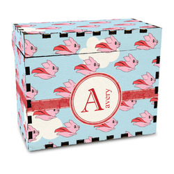 Flying Pigs Wood Recipe Box - Full Color Print (Personalized)