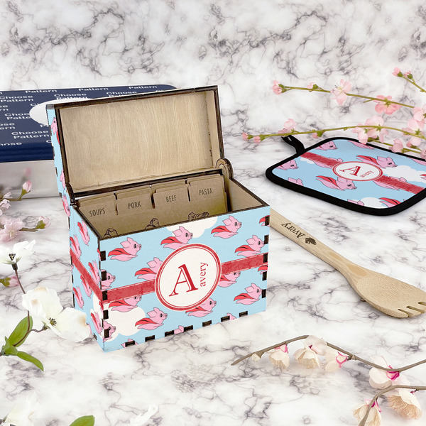 Flying Pigs Recipe Box - Full Color - In Context