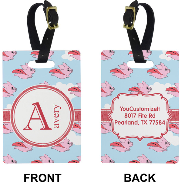 Flying Pigs Rectangle Luggage Tag (Front + Back)