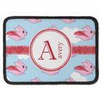Flying Pigs Iron On Rectangle Patch w/ Name and Initial