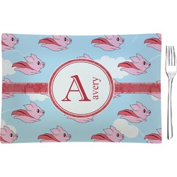 Flying Pigs Glass Rectangular Appetizer / Dessert Plate (Personalized)