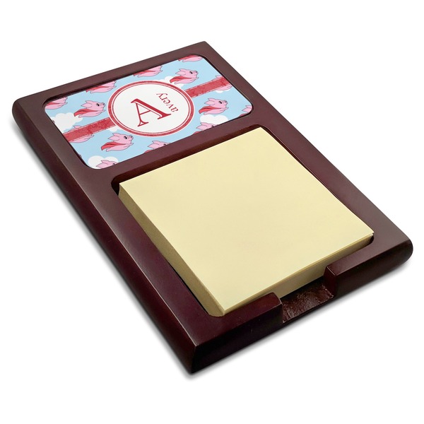Custom Flying Pigs Red Mahogany Sticky Note Holder (Personalized)