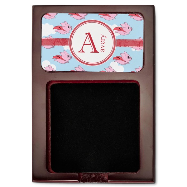 Flying Pigs Red Mahogany Sticky Note Holder - Flat