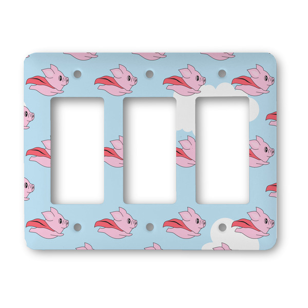 Custom Flying Pigs Rocker Style Light Switch Cover - Three Switch
