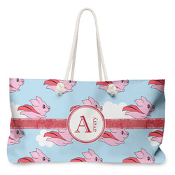 Flying Pigs Large Tote Bag with Rope Handles (Personalized)