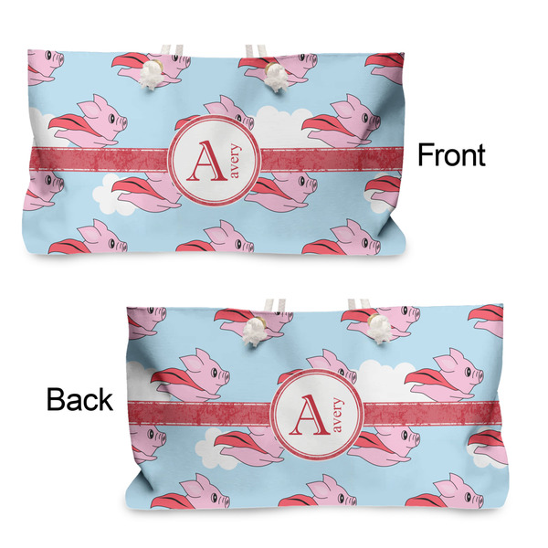 Flying Pigs Large Rope Tote - From & Back View