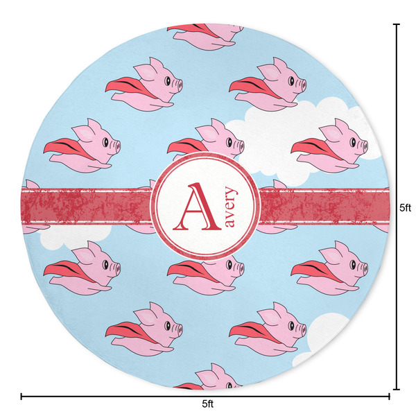Flying Pigs Round Area Rug - Size