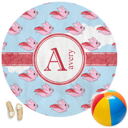 Flying Pigs Round Beach Towel (Personalized)