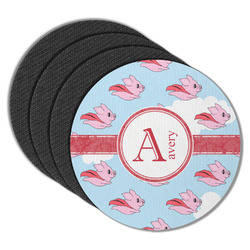Flying Pigs Round Rubber Backed Coasters - Set of 4 (Personalized)