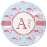 Flying Pigs Round Rubber Backed Coaster (Personalized)