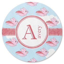 Flying Pigs Round Rubber Backed Coaster (Personalized)
