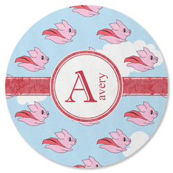 Flying Pigs Round Rubber Backed Coaster (Personalized)