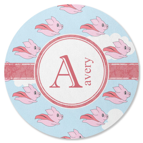 Custom Flying Pigs Round Rubber Backed Coaster (Personalized)