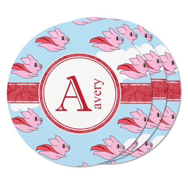 Flying Pigs Round Fridge Magnet - THREE