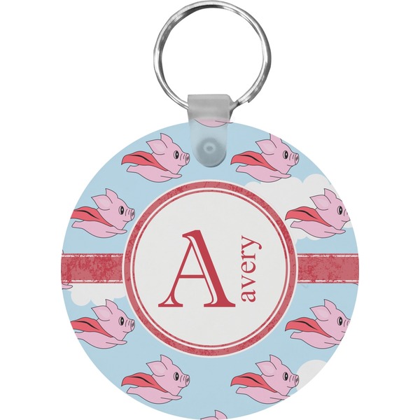 Flying Pigs Round Keychain (Personalized)