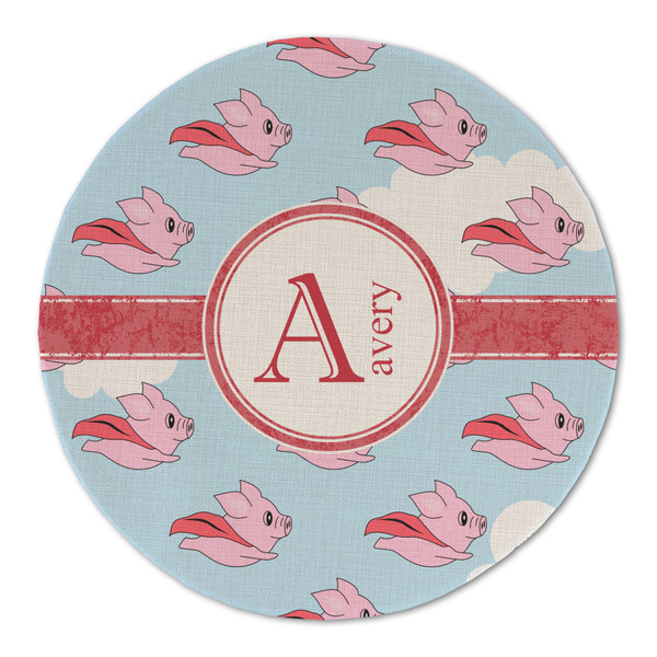Flying Pigs Round Linen Placemats - FRONT (Double Sided)