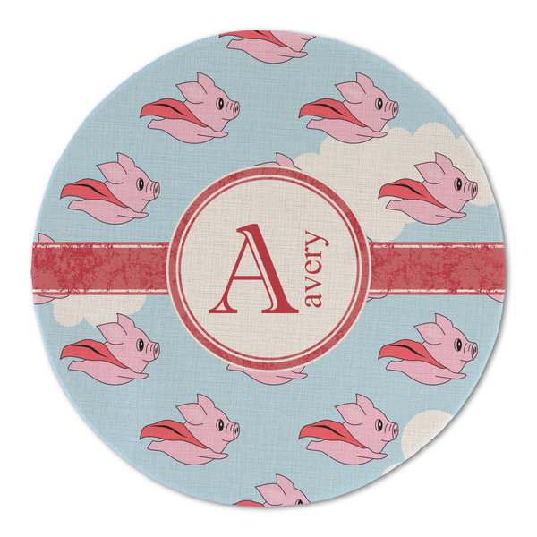 Custom Flying Pigs Round Linen Placemat (Personalized)