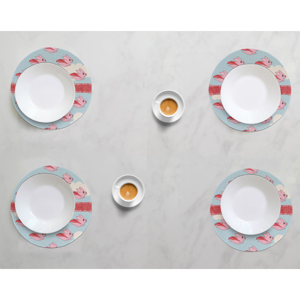 Flying Pigs Round Linen Placemats - LIFESTYLE (set of 4)