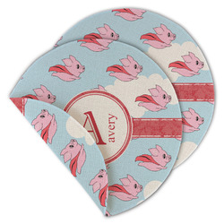 Flying Pigs Round Linen Placemat - Double Sided (Personalized)