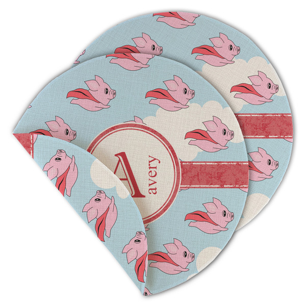 Flying Pigs Round Linen Placemats - MAIN (Double-Sided)