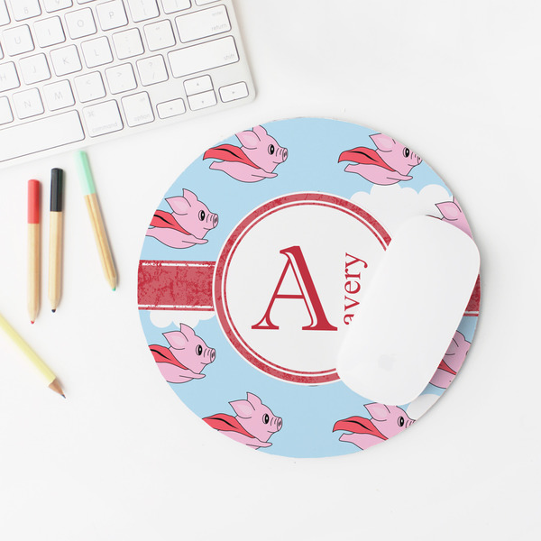 Flying Pigs Round Mousepad - LIFESTYLE 2