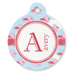 Flying Pigs Round Pet ID Tag (Personalized)