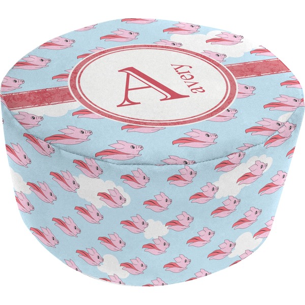 Custom Flying Pigs Round Pouf Ottoman (Personalized)